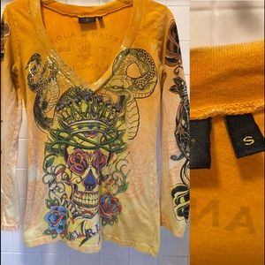 Christian Audigier El Ray Sugar Skull VNeck  Tunic